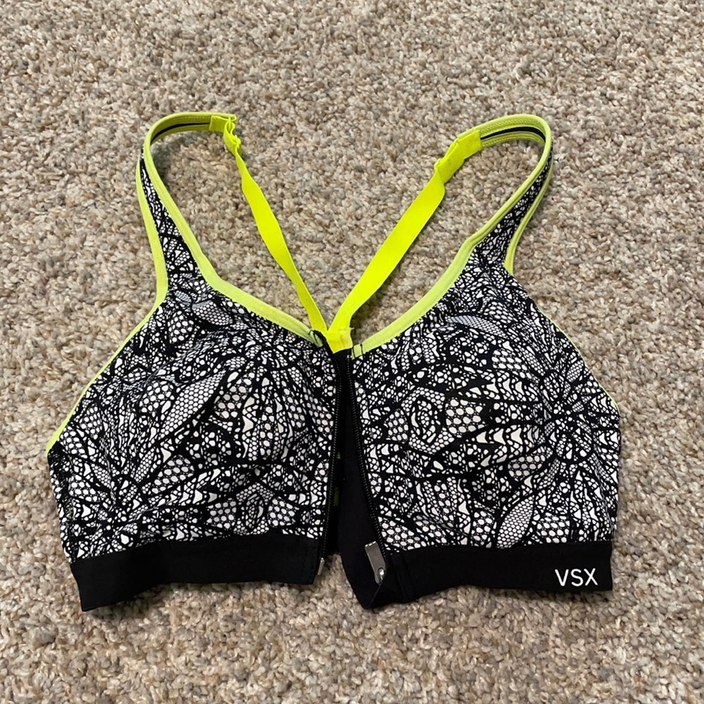 Victoria’s Secret black and yellow sports bra